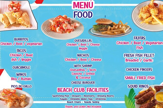 Chula’s All Inclusive Beach Pass with Transport - Timing on Cozumel time: the 9:00 to 5:00 beach-club block