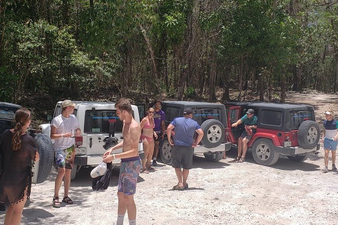 Cozumel Jeep Adventure to Jade Caverns with Lunch and Snorkel - East-Side Playa Chen Rio: Virgin Beach, Lagoon Views, and a Water-Friendly Entry